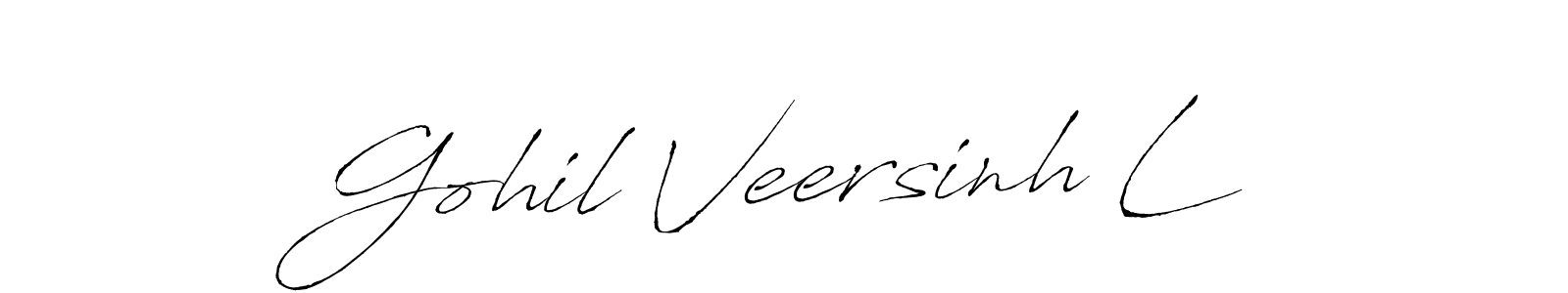 The best way (Antro_Vectra) to make a short signature is to pick only two or three words in your name. The name Gohil Veersinh L include a total of six letters. For converting this name. Gohil Veersinh L signature style 6 images and pictures png