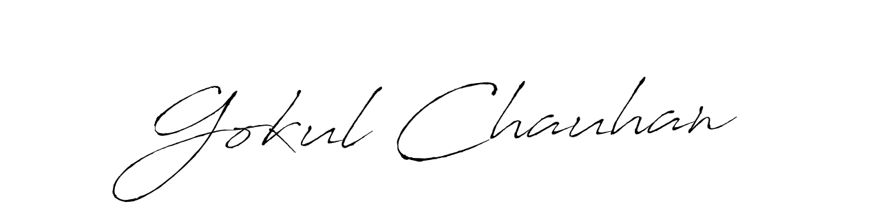 How to make Gokul Chauhan name signature. Use Antro_Vectra style for creating short signs online. This is the latest handwritten sign. Gokul Chauhan signature style 6 images and pictures png