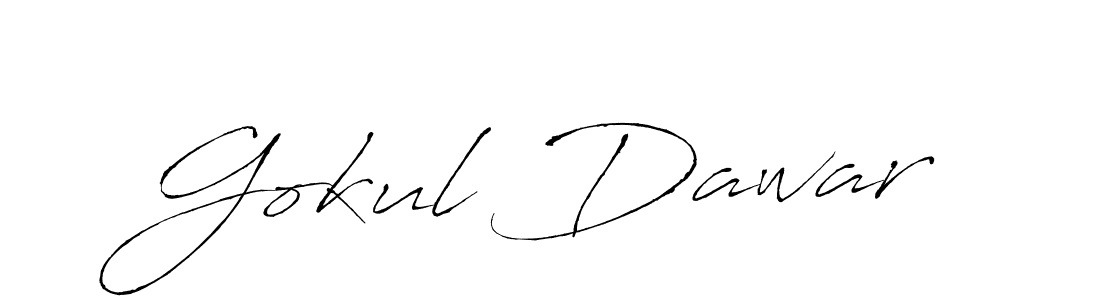 How to make Gokul Dawar name signature. Use Antro_Vectra style for creating short signs online. This is the latest handwritten sign. Gokul Dawar signature style 6 images and pictures png