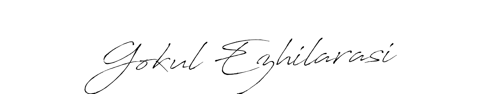 Make a beautiful signature design for name Gokul Ezhilarasi. With this signature (Antro_Vectra) style, you can create a handwritten signature for free. Gokul Ezhilarasi signature style 6 images and pictures png