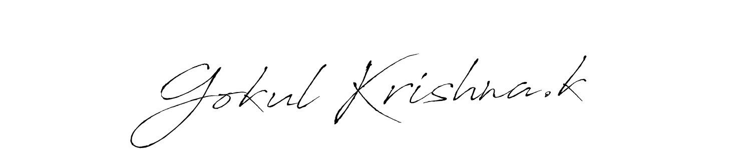 Make a beautiful signature design for name Gokul Krishna.k. With this signature (Antro_Vectra) style, you can create a handwritten signature for free. Gokul Krishna.k signature style 6 images and pictures png