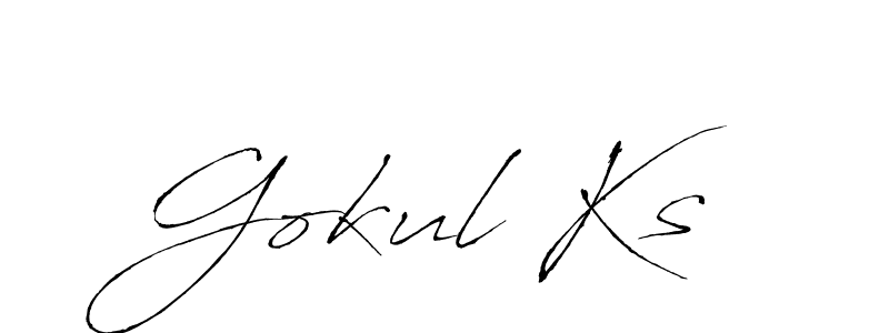 Make a beautiful signature design for name Gokul Ks. With this signature (Antro_Vectra) style, you can create a handwritten signature for free. Gokul Ks signature style 6 images and pictures png