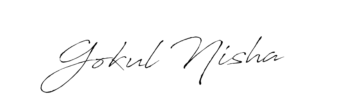 How to make Gokul Nisha name signature. Use Antro_Vectra style for creating short signs online. This is the latest handwritten sign. Gokul Nisha signature style 6 images and pictures png