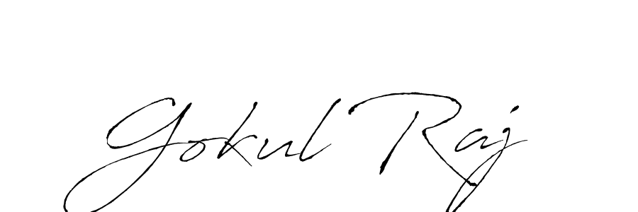 How to make Gokul Raj name signature. Use Antro_Vectra style for creating short signs online. This is the latest handwritten sign. Gokul Raj signature style 6 images and pictures png