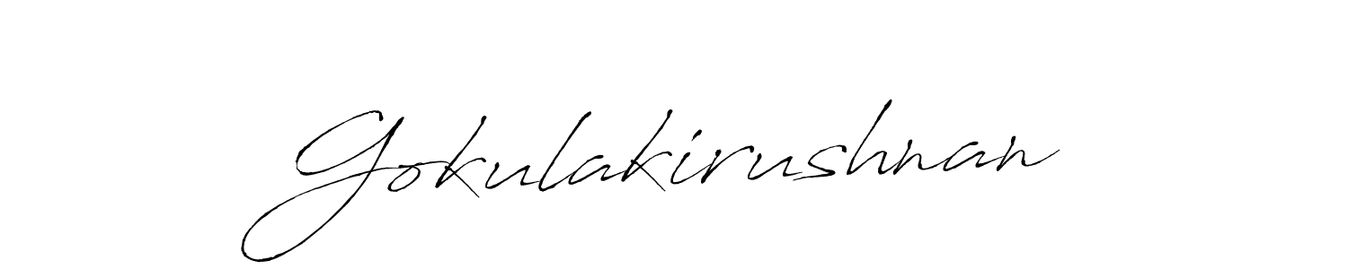 Create a beautiful signature design for name Gokulakirushnan. With this signature (Antro_Vectra) fonts, you can make a handwritten signature for free. Gokulakirushnan signature style 6 images and pictures png