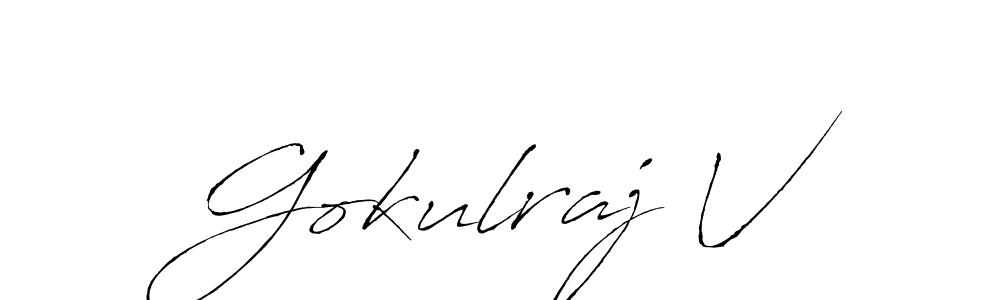 Make a beautiful signature design for name Gokulraj V. With this signature (Antro_Vectra) style, you can create a handwritten signature for free. Gokulraj V signature style 6 images and pictures png
