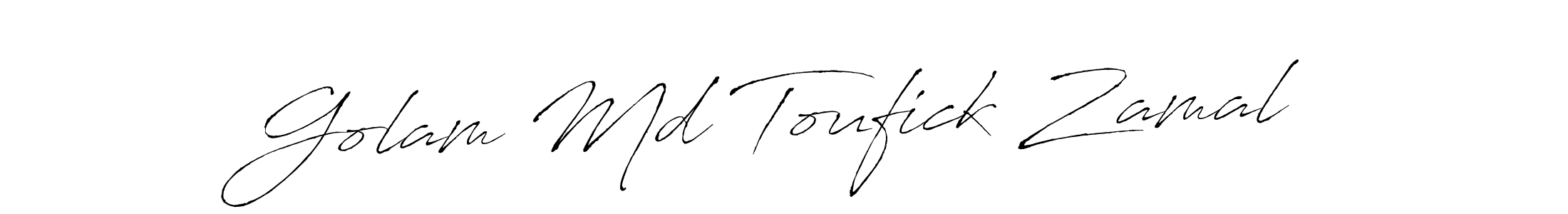 The best way (Antro_Vectra) to make a short signature is to pick only two or three words in your name. The name Golam Md Toufick Zamal include a total of six letters. For converting this name. Golam Md Toufick Zamal signature style 6 images and pictures png