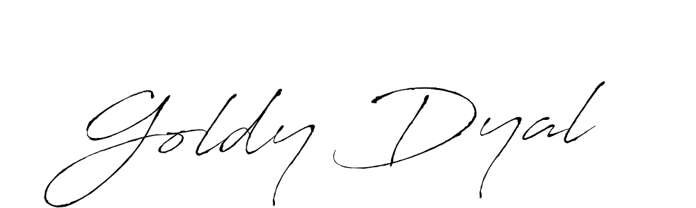 Make a beautiful signature design for name Goldy Dyal. With this signature (Antro_Vectra) style, you can create a handwritten signature for free. Goldy Dyal signature style 6 images and pictures png