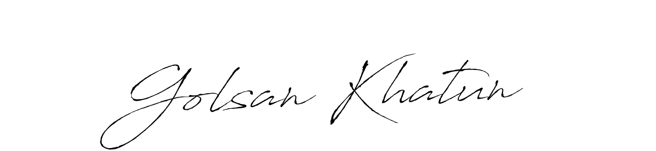 How to make Golsan Khatun name signature. Use Antro_Vectra style for creating short signs online. This is the latest handwritten sign. Golsan Khatun signature style 6 images and pictures png