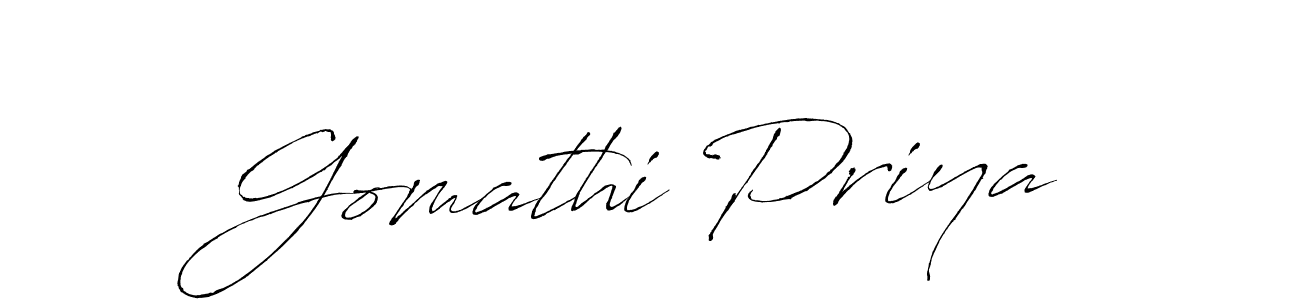 Create a beautiful signature design for name Gomathi Priya. With this signature (Antro_Vectra) fonts, you can make a handwritten signature for free. Gomathi Priya signature style 6 images and pictures png