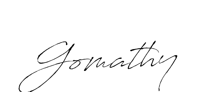 Create a beautiful signature design for name Gomathy. With this signature (Antro_Vectra) fonts, you can make a handwritten signature for free. Gomathy signature style 6 images and pictures png