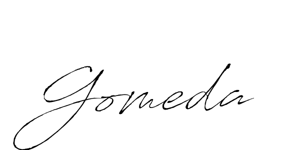 Make a beautiful signature design for name Gomeda. With this signature (Antro_Vectra) style, you can create a handwritten signature for free. Gomeda signature style 6 images and pictures png