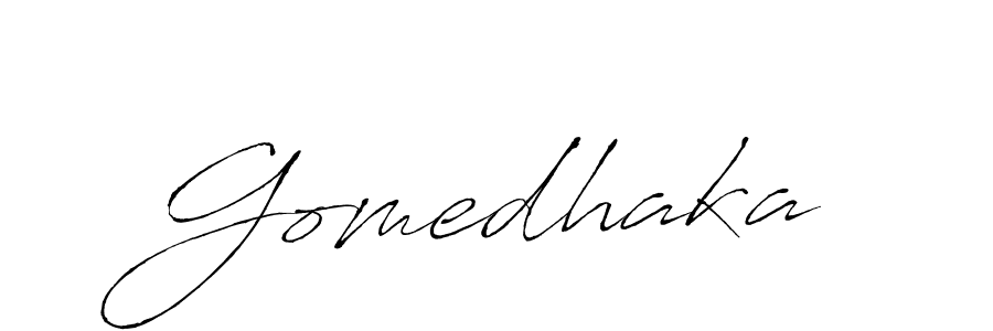 How to make Gomedhaka signature? Antro_Vectra is a professional autograph style. Create handwritten signature for Gomedhaka name. Gomedhaka signature style 6 images and pictures png