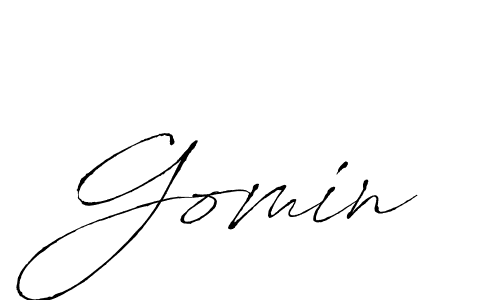 How to make Gomin name signature. Use Antro_Vectra style for creating short signs online. This is the latest handwritten sign. Gomin signature style 6 images and pictures png