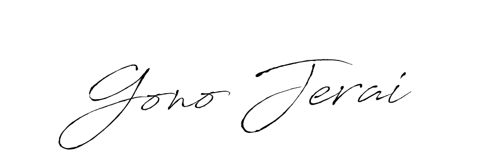 Make a beautiful signature design for name Gono Jerai. With this signature (Antro_Vectra) style, you can create a handwritten signature for free. Gono Jerai signature style 6 images and pictures png