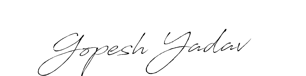 How to make Gopesh Yadav name signature. Use Antro_Vectra style for creating short signs online. This is the latest handwritten sign. Gopesh Yadav signature style 6 images and pictures png