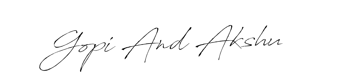 Make a beautiful signature design for name Gopi And Akshu. With this signature (Antro_Vectra) style, you can create a handwritten signature for free. Gopi And Akshu signature style 6 images and pictures png