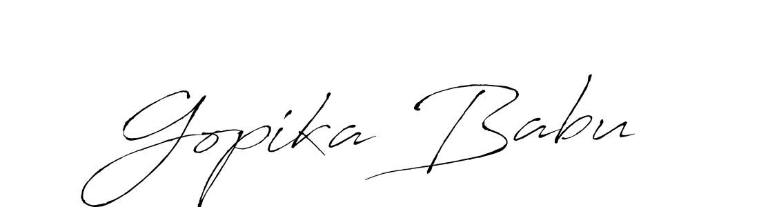 The best way (Antro_Vectra) to make a short signature is to pick only two or three words in your name. The name Gopika Babu include a total of six letters. For converting this name. Gopika Babu signature style 6 images and pictures png