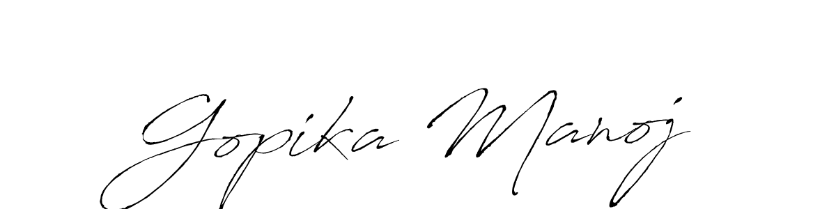 Gopika Manoj stylish signature style. Best Handwritten Sign (Antro_Vectra) for my name. Handwritten Signature Collection Ideas for my name Gopika Manoj. Gopika Manoj signature style 6 images and pictures png