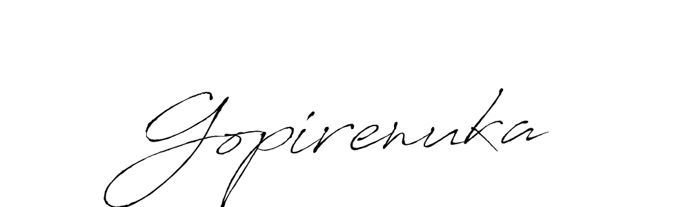 if you are searching for the best signature style for your name Gopirenuka. so please give up your signature search. here we have designed multiple signature styles  using Antro_Vectra. Gopirenuka signature style 6 images and pictures png
