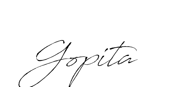 if you are searching for the best signature style for your name Gopita. so please give up your signature search. here we have designed multiple signature styles  using Antro_Vectra. Gopita signature style 6 images and pictures png