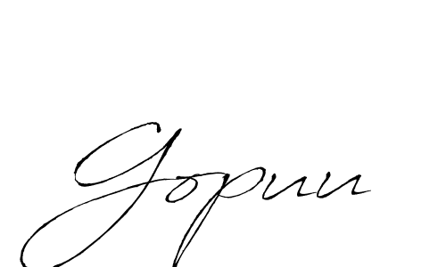 if you are searching for the best signature style for your name Gopuu. so please give up your signature search. here we have designed multiple signature styles  using Antro_Vectra. Gopuu signature style 6 images and pictures png