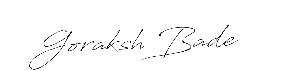 Make a beautiful signature design for name Goraksh Bade. With this signature (Antro_Vectra) style, you can create a handwritten signature for free. Goraksh Bade signature style 6 images and pictures png