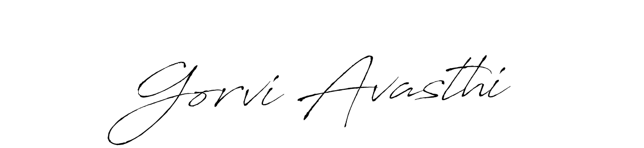 How to make Gorvi Avasthi name signature. Use Antro_Vectra style for creating short signs online. This is the latest handwritten sign. Gorvi Avasthi signature style 6 images and pictures png