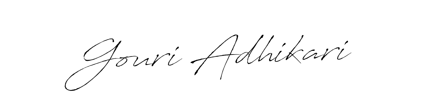 How to make Gouri Adhikari name signature. Use Antro_Vectra style for creating short signs online. This is the latest handwritten sign. Gouri Adhikari signature style 6 images and pictures png