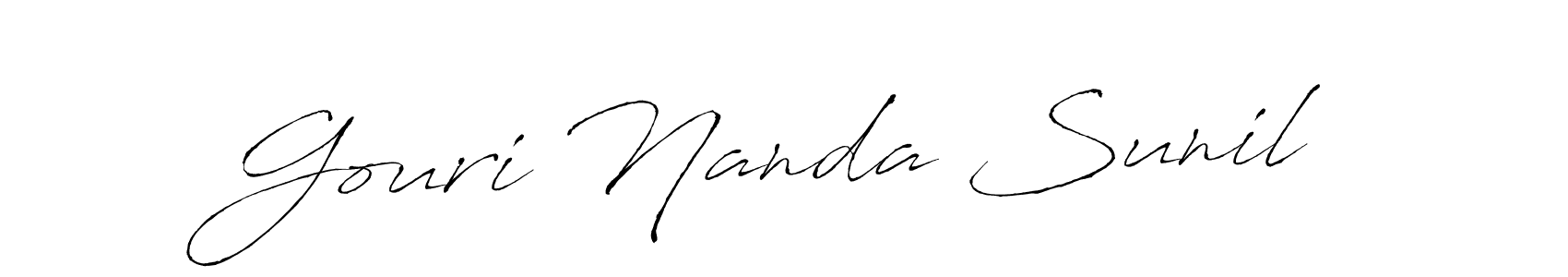 How to make Gouri Nanda Sunil name signature. Use Antro_Vectra style for creating short signs online. This is the latest handwritten sign. Gouri Nanda Sunil signature style 6 images and pictures png