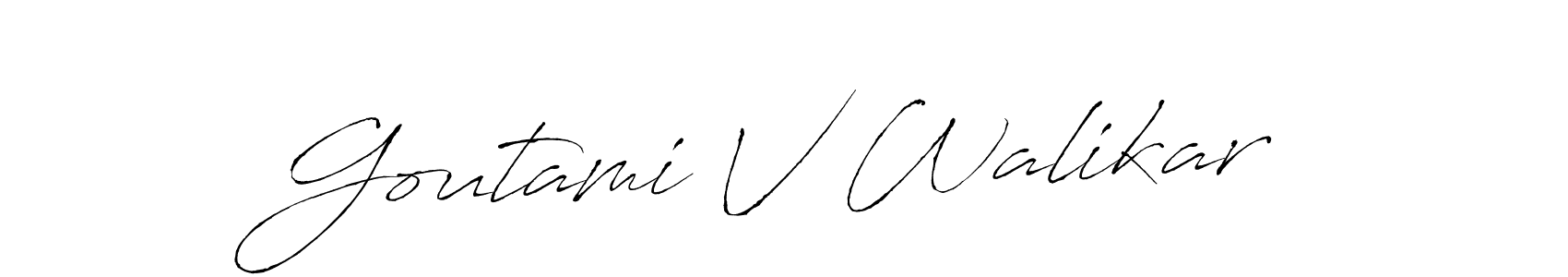 How to make Goutami V Walikar name signature. Use Antro_Vectra style for creating short signs online. This is the latest handwritten sign. Goutami V Walikar signature style 6 images and pictures png