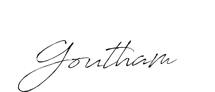 Make a beautiful signature design for name Goutham. With this signature (Antro_Vectra) style, you can create a handwritten signature for free. Goutham signature style 6 images and pictures png