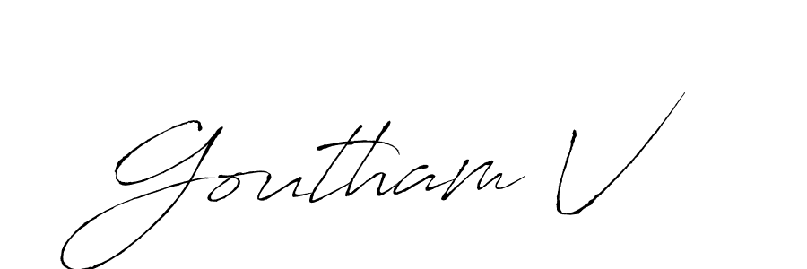 Goutham V stylish signature style. Best Handwritten Sign (Antro_Vectra) for my name. Handwritten Signature Collection Ideas for my name Goutham V. Goutham V signature style 6 images and pictures png