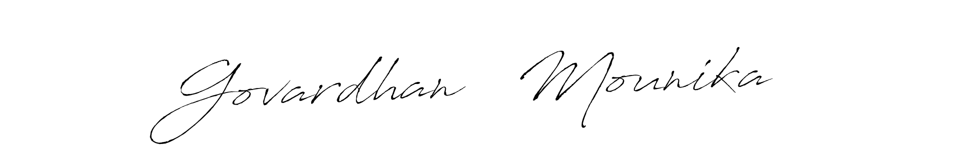 The best way (Antro_Vectra) to make a short signature is to pick only two or three words in your name. The name Govardhan   Mounika include a total of six letters. For converting this name. Govardhan   Mounika signature style 6 images and pictures png