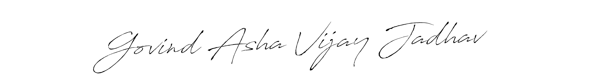 This is the best signature style for the Govind Asha Vijay Jadhav name. Also you like these signature font (Antro_Vectra). Mix name signature. Govind Asha Vijay Jadhav signature style 6 images and pictures png