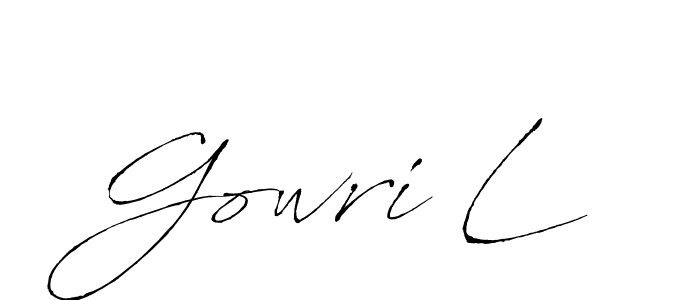 See photos of Gowri L official signature by Spectra . Check more albums & portfolios. Read reviews & check more about Antro_Vectra font. Gowri L signature style 6 images and pictures png
