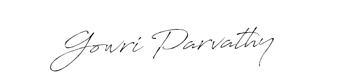 Create a beautiful signature design for name Gowri Parvathy. With this signature (Antro_Vectra) fonts, you can make a handwritten signature for free. Gowri Parvathy signature style 6 images and pictures png