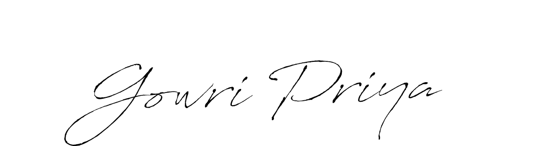 Make a beautiful signature design for name Gowri Priya. With this signature (Antro_Vectra) style, you can create a handwritten signature for free. Gowri Priya signature style 6 images and pictures png