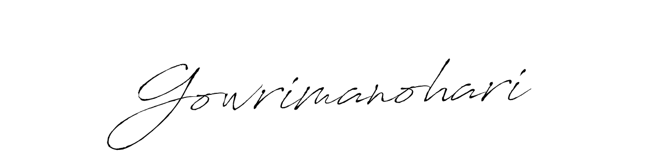 How to make Gowrimanohari name signature. Use Antro_Vectra style for creating short signs online. This is the latest handwritten sign. Gowrimanohari signature style 6 images and pictures png
