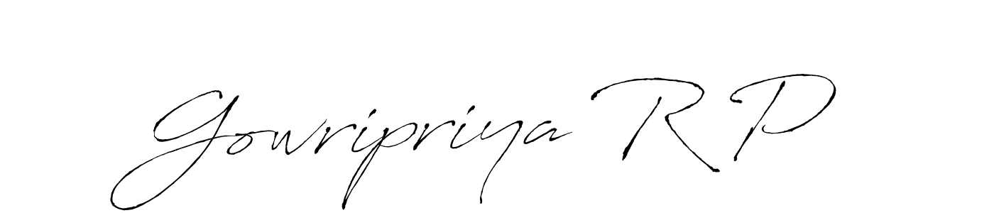 How to make Gowripriya R P signature? Antro_Vectra is a professional autograph style. Create handwritten signature for Gowripriya R P name. Gowripriya R P signature style 6 images and pictures png