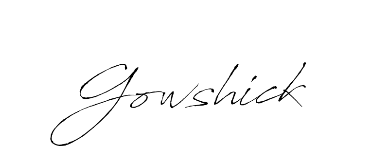 Use a signature maker to create a handwritten signature online. With this signature software, you can design (Antro_Vectra) your own signature for name Gowshick. Gowshick signature style 6 images and pictures png