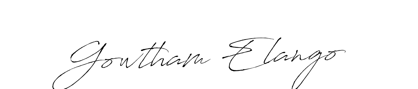 How to make Gowtham Elango name signature. Use Antro_Vectra style for creating short signs online. This is the latest handwritten sign. Gowtham Elango signature style 6 images and pictures png