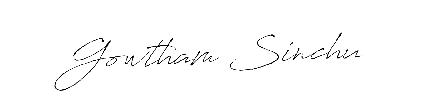 Also we have Gowtham Sinchu name is the best signature style. Create professional handwritten signature collection using Antro_Vectra autograph style. Gowtham Sinchu signature style 6 images and pictures png