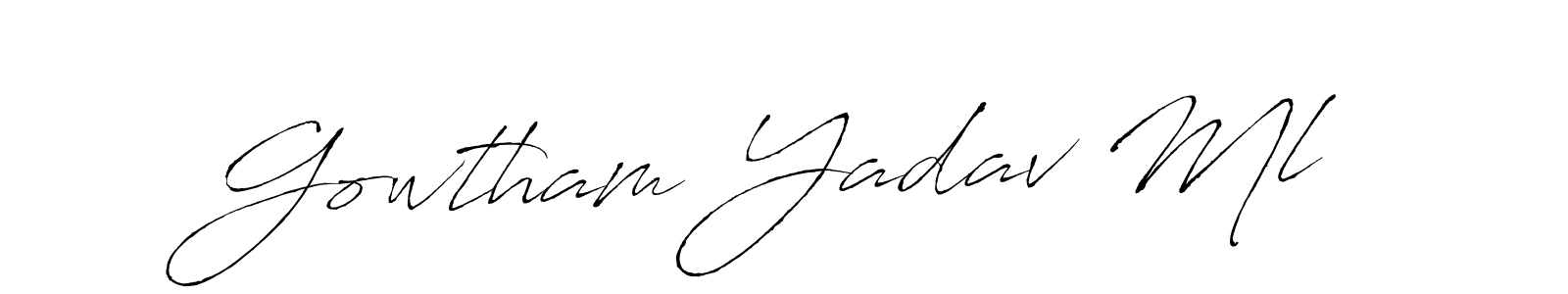 Antro_Vectra is a professional signature style that is perfect for those who want to add a touch of class to their signature. It is also a great choice for those who want to make their signature more unique. Get Gowtham Yadav Ml name to fancy signature for free. Gowtham Yadav Ml signature style 6 images and pictures png