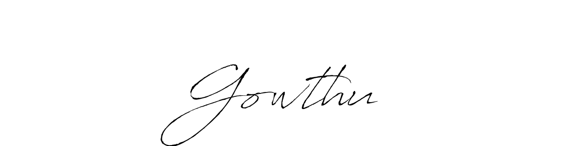 How to make Gowthu❤️ name signature. Use Antro_Vectra style for creating short signs online. This is the latest handwritten sign. Gowthu❤️ signature style 6 images and pictures png