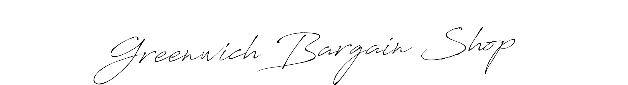 Make a beautiful signature design for name Greenwich Bargain Shop. With this signature (Antro_Vectra) style, you can create a handwritten signature for free. Greenwich Bargain Shop signature style 6 images and pictures png