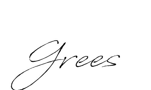 Use a signature maker to create a handwritten signature online. With this signature software, you can design (Antro_Vectra) your own signature for name Grees. Grees signature style 6 images and pictures png