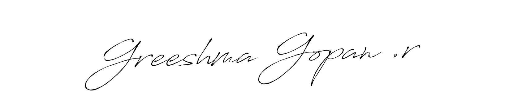 if you are searching for the best signature style for your name Greeshma Gopan .r. so please give up your signature search. here we have designed multiple signature styles  using Antro_Vectra. Greeshma Gopan .r signature style 6 images and pictures png