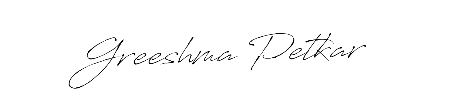 How to make Greeshma Petkar name signature. Use Antro_Vectra style for creating short signs online. This is the latest handwritten sign. Greeshma Petkar signature style 6 images and pictures png