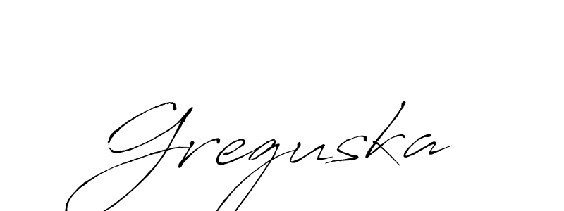 Make a beautiful signature design for name Greguska. With this signature (Antro_Vectra) style, you can create a handwritten signature for free. Greguska signature style 6 images and pictures png